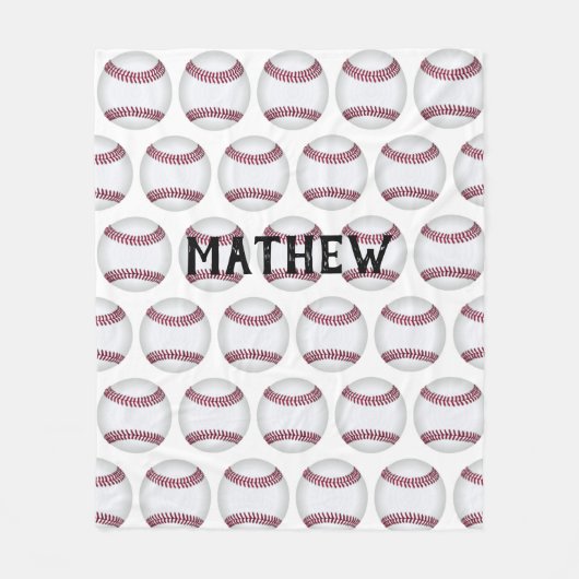 Baseball Pattern Personalized Fleece Blanket (Voorkant)