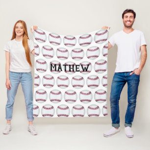 Baseball Pattern Personalized Fleece Blanket Deken
