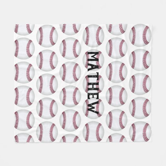 Baseball Pattern Personalized Fleece Blanket Deken (Voorkant (Horizontaal))