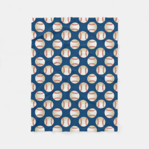 Baseball Pattern Royal Blue Sport Thema Fleece Deken