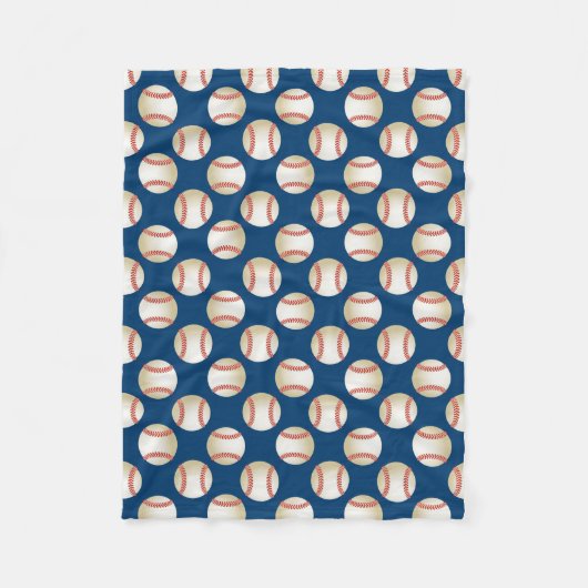 Baseball Pattern Royal Blue Sport Thema Fleece Deken (Voorkant)
