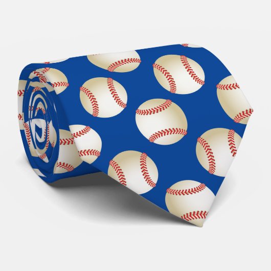 Baseball Pattern Royal Blue Sport Thema Stropdas (Opgerold)