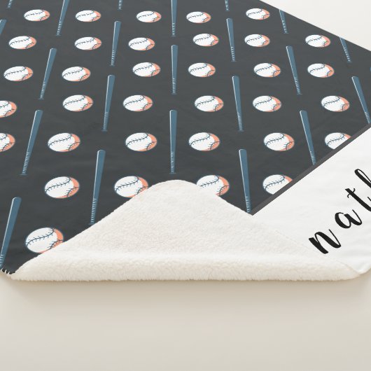 Baseball Pattern Sports Athletic Personal Name Sherpa Deken (3/4)