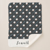 Baseball Pattern Sports Athletic Personal Name Sherpa Deken (Voorkant)