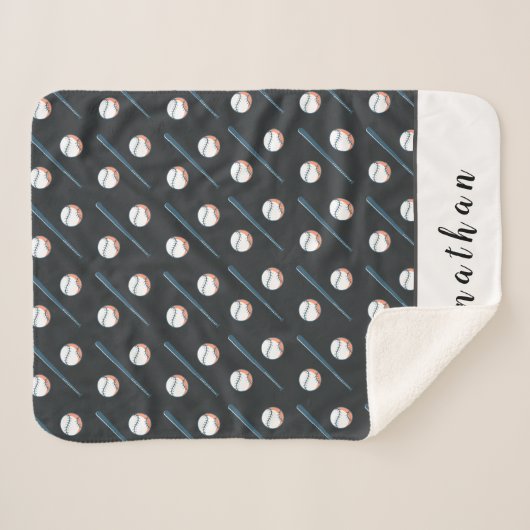 Baseball Pattern Sports Athletic Personal Name Sherpa Deken (Voorkant (horizontaal))