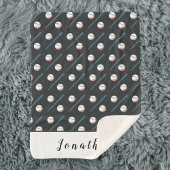 Baseball Pattern Sports Athletic Personal Name Sherpa Deken