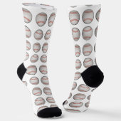 Baseball Pattern White Background Sokken (Gebogen)