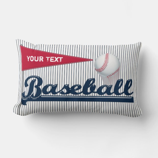 Baseball Pennant Blue Stripes-Lumbar Sierkussen Kussen (Voorkant)