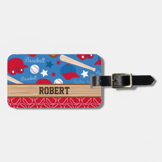 BASEBALL personaliseer Naam Sportpatroon Fan Fun P Bagagelabel (Voorkant horizontaal)