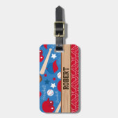 BASEBALL personaliseer Naam Sportpatroon Fan Fun P Bagagelabel (Voorkant verticaal)