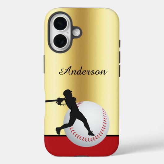 Baseball personaliseren met naam Elegant Case-Mate iPhone Case (Achterkant)