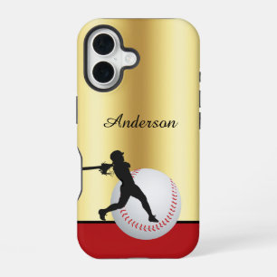 Baseball personaliseren met naam Elegant iPhone 16 Hoesje