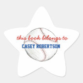 Baseball personalized bookplates for kids - star ster sticker (Voorkant)