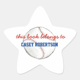 Baseball personalized bookplates for kids - star ster sticker