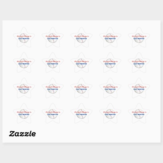 Baseball personalized bookplates for kids - star ster sticker (Vel)