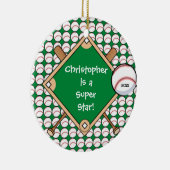 BaseBall Personalized Boy kerstversiering Keramisch Ornament (Rechts)