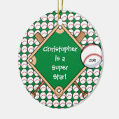 BaseBall Personalized Boy kerstversiering Keramisch Ornament (Links)