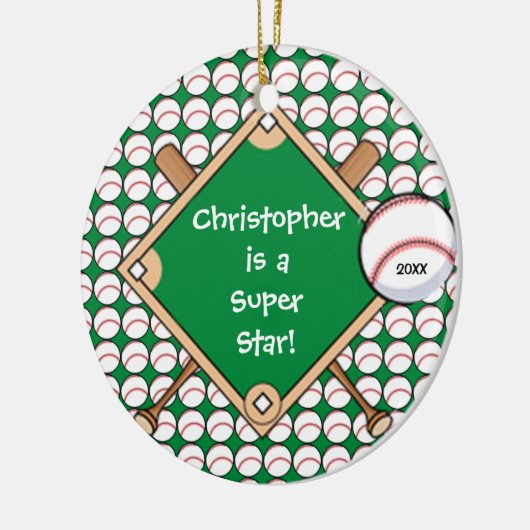 BaseBall Personalized Boy kerstversiering Keramisch Ornament (Links)