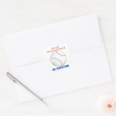 Baseball personalized teacher gift bookplate vierkante sticker (Envelop)