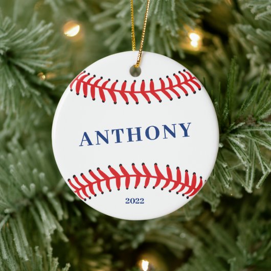 Baseball Persoonlijke Kerstmis Keramisch Ornament (Boom)