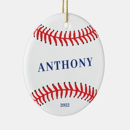 Baseball Persoonlijke Kerstmis Keramisch Ornament (Rechts)