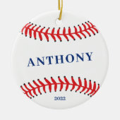 Baseball Persoonlijke Kerstmis Keramisch Ornament (Voorkant)