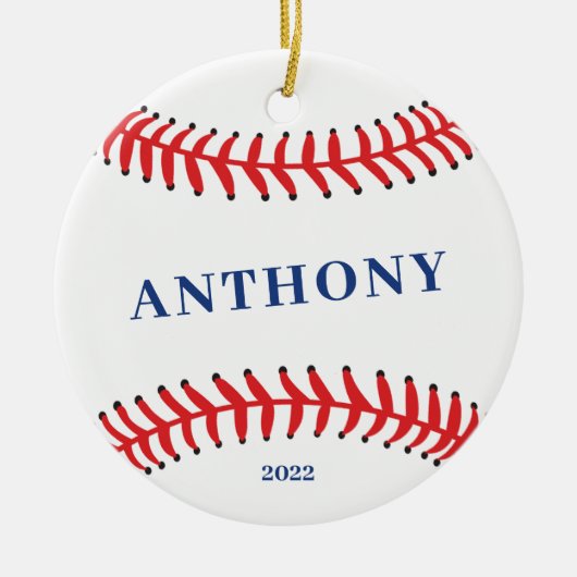 Baseball Persoonlijke Kerstmis Keramisch Ornament (Voorkant)