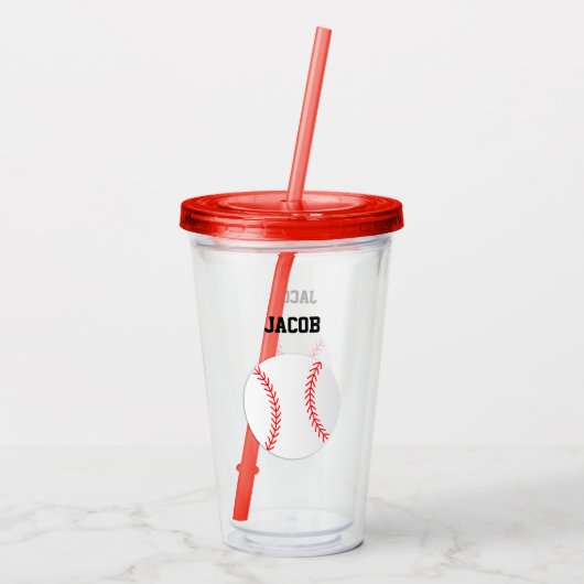 Baseball Persoonlijke Kinderen Acryl Drinkbeker (Achterkant)