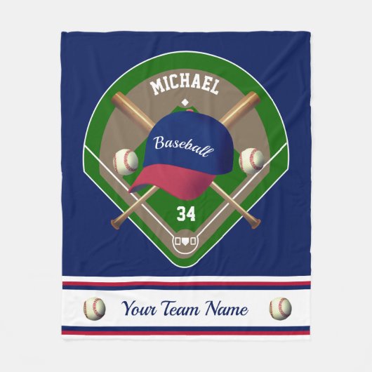 Baseball Pet Bats Diamond Name Team Fleece Deken (Voorkant)