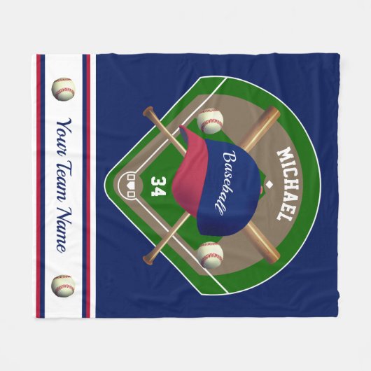 Baseball Pet Bats Diamond Name Team Fleece Deken (Voorkant (Horizontaal))