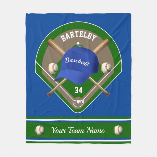 Baseball Pet Bats Diamond Name Team Fleece Deken (Voorkant)