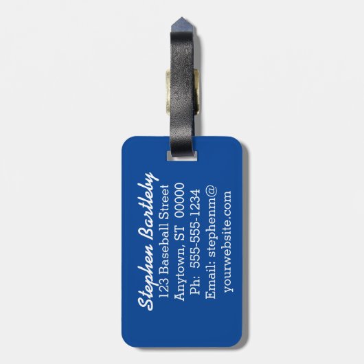 Baseball Pet Bats Diamond Persoonlijk Naam Number Bagagelabel (Achterkant verticaal)