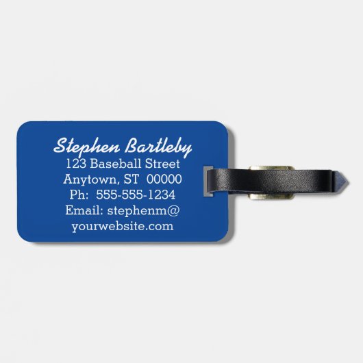 Baseball Pet Bats Diamond Persoonlijk Naam Number Bagagelabel (Achterkant horizontaal)
