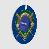 Baseball Pet Bats Diamond Persoonlijk Naam Number Ornament (voorkant)