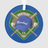 Baseball Pet Bats Diamond Persoonlijk Naam Number Ornament (achterkant)