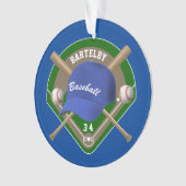 Baseball Pet Bats Diamond Persoonlijk Naam Number Ornament (voorkant)