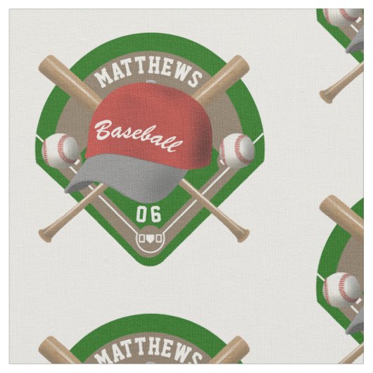 Baseball Pet Bats Diamond Persoonlijk Naam Number Stof (Close Up)