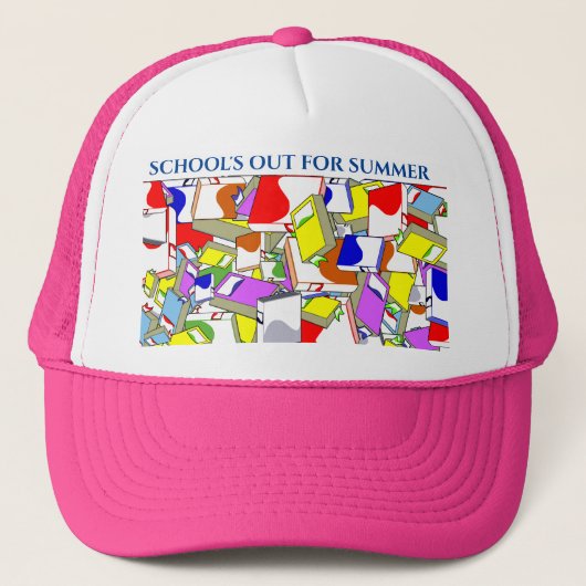 Baseball Pet met PINK & WHITE. "SCHOOL IS OUT" (Voorkant)