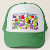 Baseball-Pet met "SCHOOL IS UIT VOOR SUMMER"-logo. Trucker Pet (Voorkant)