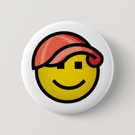 Baseball Pet Smilie - Red Ronde Button 5,7 Cm (Voorkant)