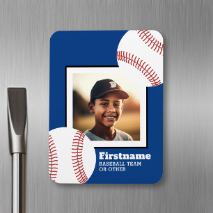 Baseball Photo Add Jouw naam - Kan blauw bewerken Magneet