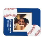Baseball Photo Add Jouw naam - Kan blauw bewerken Magneet (Horizontaal)