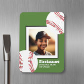 Baseball Photo Add Jouw naam - Kan Kleur bewerken Magneet