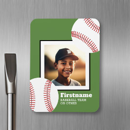 Baseball Photo Add Jouw naam - Kan Kleur bewerken Magneet