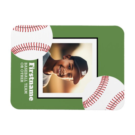 Baseball Photo Add Jouw naam - Kan Kleur bewerken Magneet (Horizontaal)