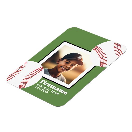 Baseball Photo Add Jouw naam - Kan Kleur bewerken Magneet (Linkerzijde)