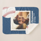 Baseball Photo Add Jouw naam - Kan Kleur bewerken Sherpa Deken (Voorkant (horizontaal))