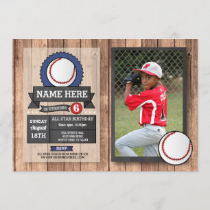 Baseball Photo All Star Sports Party Birthday Kaart