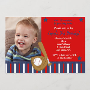 Baseball Photo Birthday Invitations Kaart
