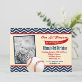 Baseball Photo Birthday Party Invitations Kaart (Staand voorkant)